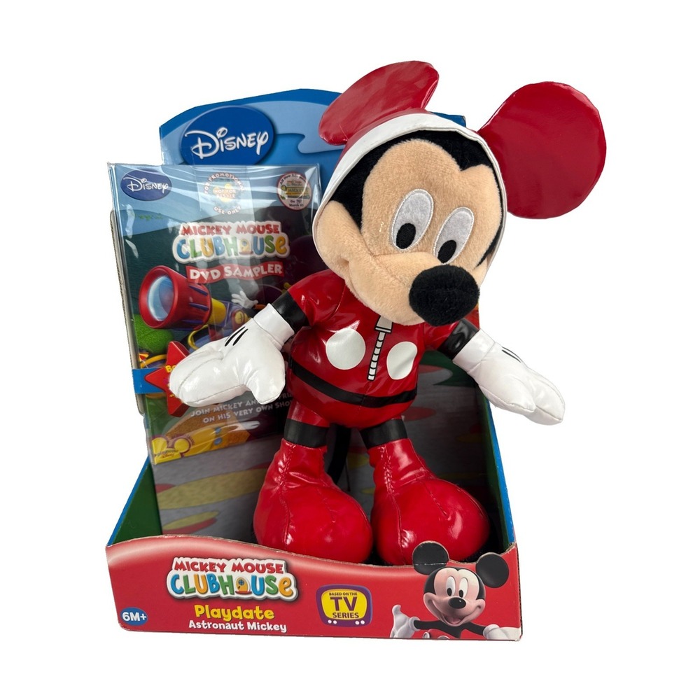 Rare Vtg Disney Mickey Mouse Clubhouse Astronaut Plush Toy Boxed Set Bonus DVD